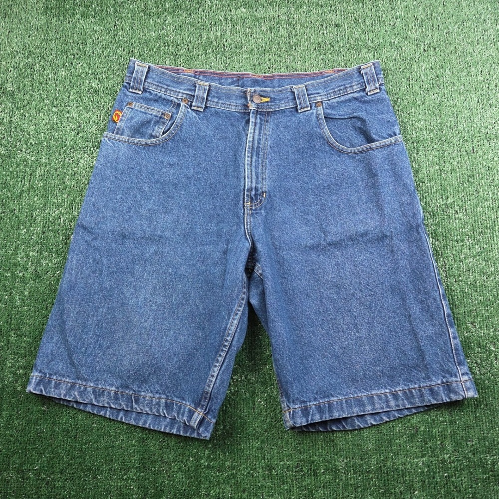 VTG Two Pepper Mens Denim Jorts Blue Medium Wash Wide Leg 36 100% Cotton - Picture 2 of 8